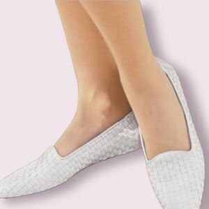 Trotters Liz III Herringbone White Woven Leather Loafers